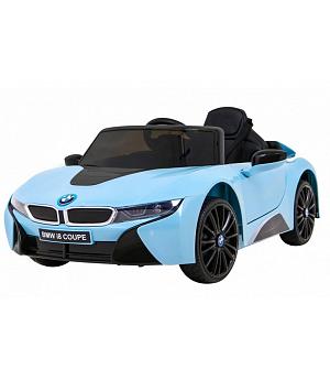 Coche eléctrico BMWI8 niños, 12v, azul, RC, ruedas goma, asiento cuero, 1-5 años INDA591-RA-JE1001